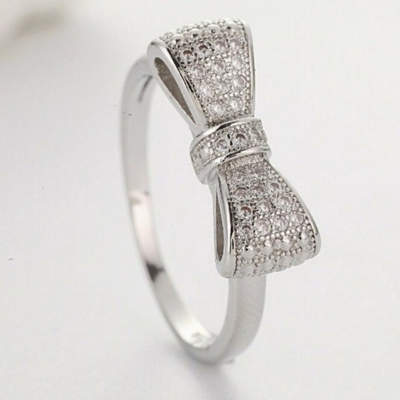 •••New 925 Sterling Silver Diamond Bow Ring - Picture 5 of 6
